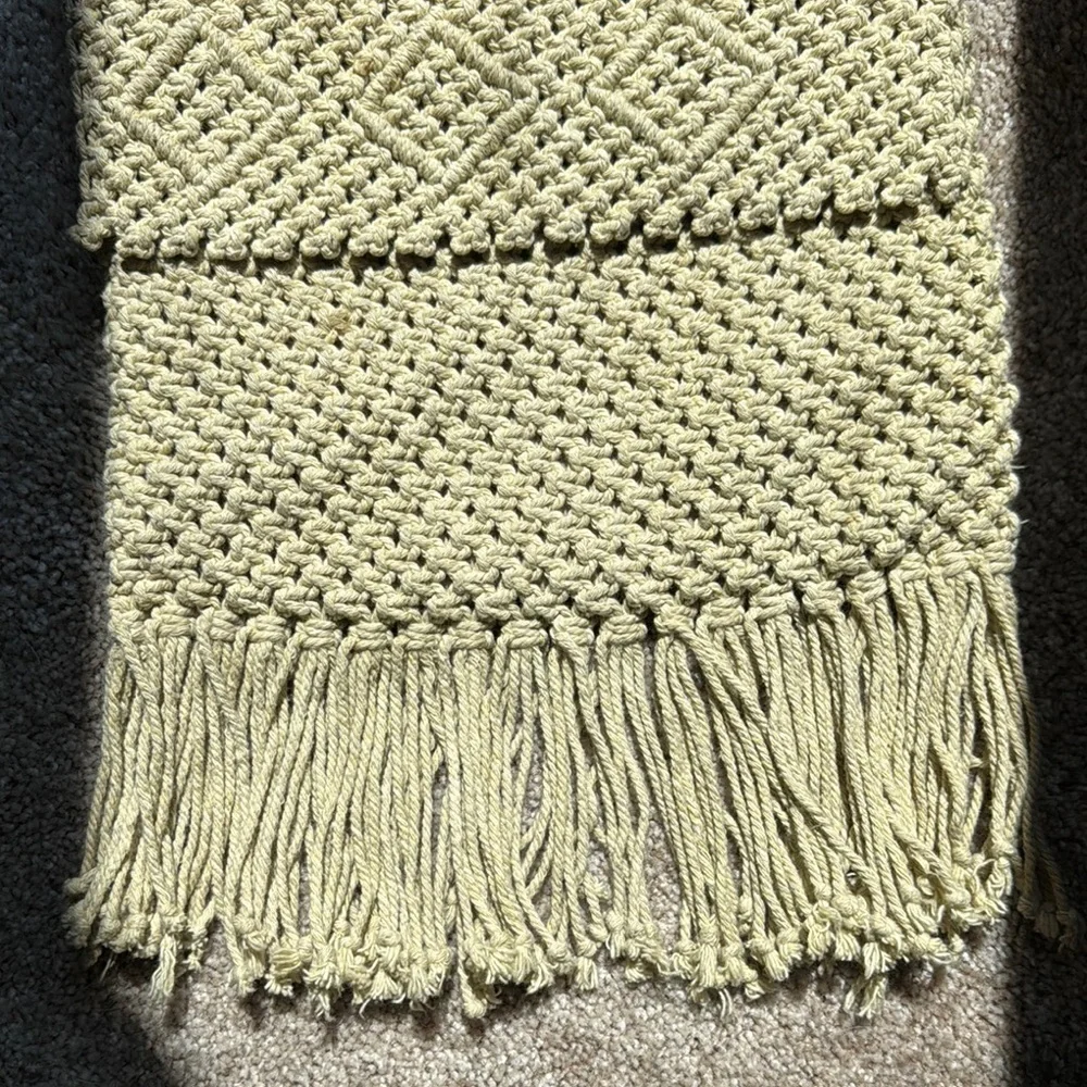 Boho Cream Crossbody Bag with Fringe Tassels Macrame.